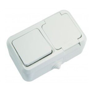 Pistikupesa 1-ne + Lüliti 1-ne IP44 valge