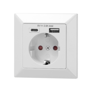 Pistikupesa 1-ne Maandusega Süvistatav 2x Laadija (USB A + USB C)