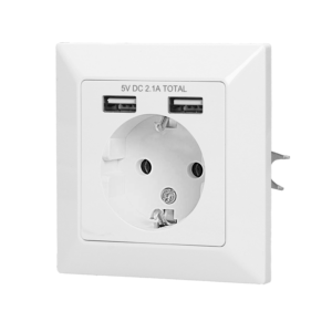 Pistikupesa 1-ne Maandusega Süvistatav 2x Laadija (USB A)